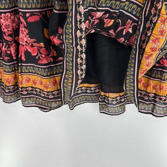 Alice + Olivia Multicolored Floral Mandarin Long Sleeve V-neck Mini Dress Size 6 - Picture 6 of 11